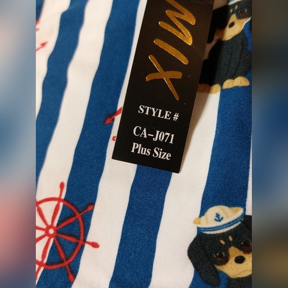 Blue and White Striped Sailor Pup legging style Capri's‎ TC 16-22 - Picture 5 of 6